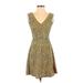 H&M Casual Dress - Fit & Flare: Yellow Leopard Print Dresses - Women's Size Small