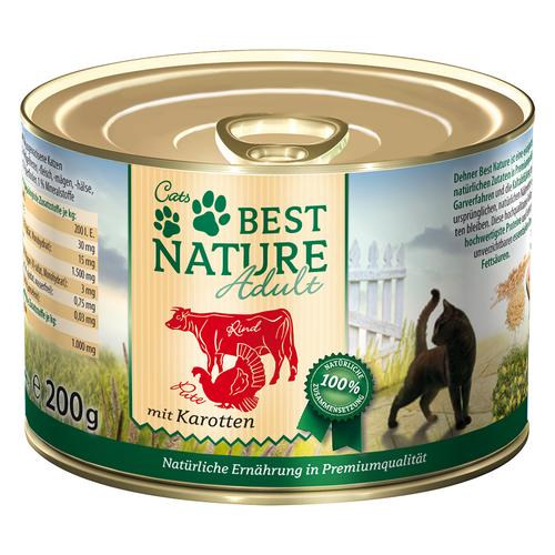 12x 200g Best Nature Cat Adult Rind, Pute & Karotten Katzenfutter nass