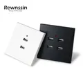 Rewnssin-Prises USB murales intégrées adaptateur secteur de charge avec LED panneau en plastique