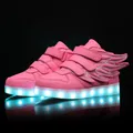 Chaussures lumineuses en cuir pour enfants chaussures de marque montantes avec chargeur USB et LED
