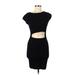 Wilfred Free Cocktail Dress - Bodycon Crew Neck Short sleeves: Black Print Dresses - Women's Size Medium