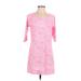 Lauren James Casual Dress - Shift Scoop Neck 3/4 sleeves: Pink Dresses - Women's Size Small