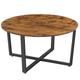 Table basse ronde style industriel effet bois marron rustique