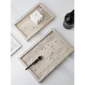 Minimalism Marble Tray for Perfume Candles Jewelry Travertine Stone Vanity Tray for Dresser