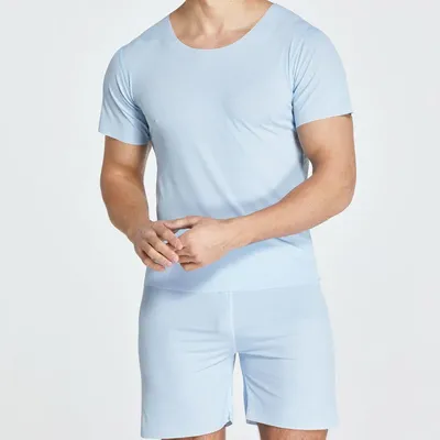 Männer Eis Seide Pyjamas T-Shirt & Hosen Set 2 Teile/satz Zu Hause Kurzarm Nachtwäsche Plus Größe Sommer Dünne Pyjamas nachtwäsche Anzug Image