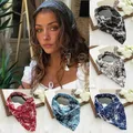 Böhmen frauen Bandana Vintage Printted Dreieck Kopf Schal Turban Elastische Haar Band Schal Paisley