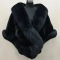 Comfy Cape Coat Fluffy Women Winter Faux Mink Fox Fur Shawl Trendy Autumn Winter Wedding Bridal Warm