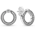 Original Pave & Circle Reversible Earring With Crystal For Women 925 Sterling Silver Earring Wedding