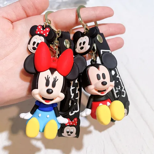 Disney Minnie Schlüssel bund Anime Figur Spielzeug Mickey Mouse Stitch Schlüssel anhänger für Autos