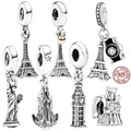 Paris Eiffelturm Charm Perle 925 Sterling Silber New York Freiheits statue passen original Pandora
