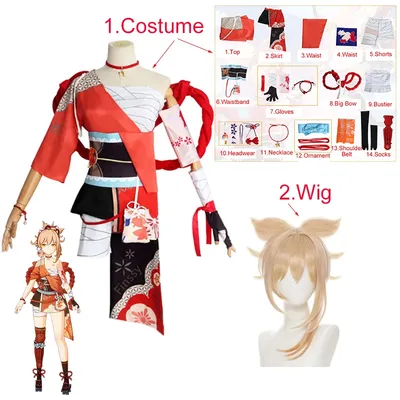 Genshin Auswirkungen Yoimiya Cosplay Kostüm Halloween Karneval Party Anime Cosplay Kostüm Requisiten