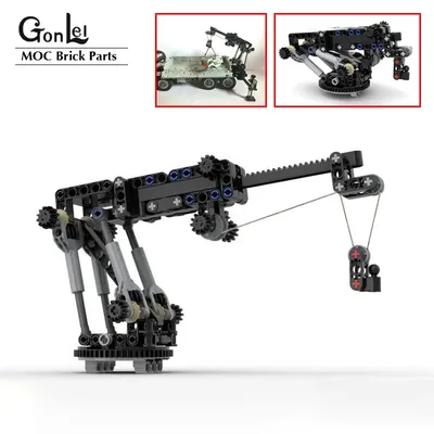NEUE Technische Anhänger Kran MOC Plattenspieler Abgestimmt mit 4Pcs Linear Antrieb Lkw Krane Autos Image