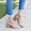 Herbst Frauen Schuhe Retro High Heel Stiefeletten Weibliche Block Mid Heels Casual Botas Mujer Booties Feminina Plus Größe 2020
