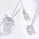 Glass Love Star Moon Necklace Women Stainless Steel Chain Discolored Pendant Necklace Korea Female