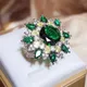 925 stempel Übertrieben Smaragd Zirkonia Schneeflocke Ring Mode Personalisierte Flut Dekorative Drop