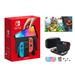 2023 Newest Nintendo Switch OLED Model Neon Red & Blue Joy-Cons Console 32GB Internal Storage Bundle with Super Mario 3D World + Bowser s Fury & 10 in 1 Accessory Case