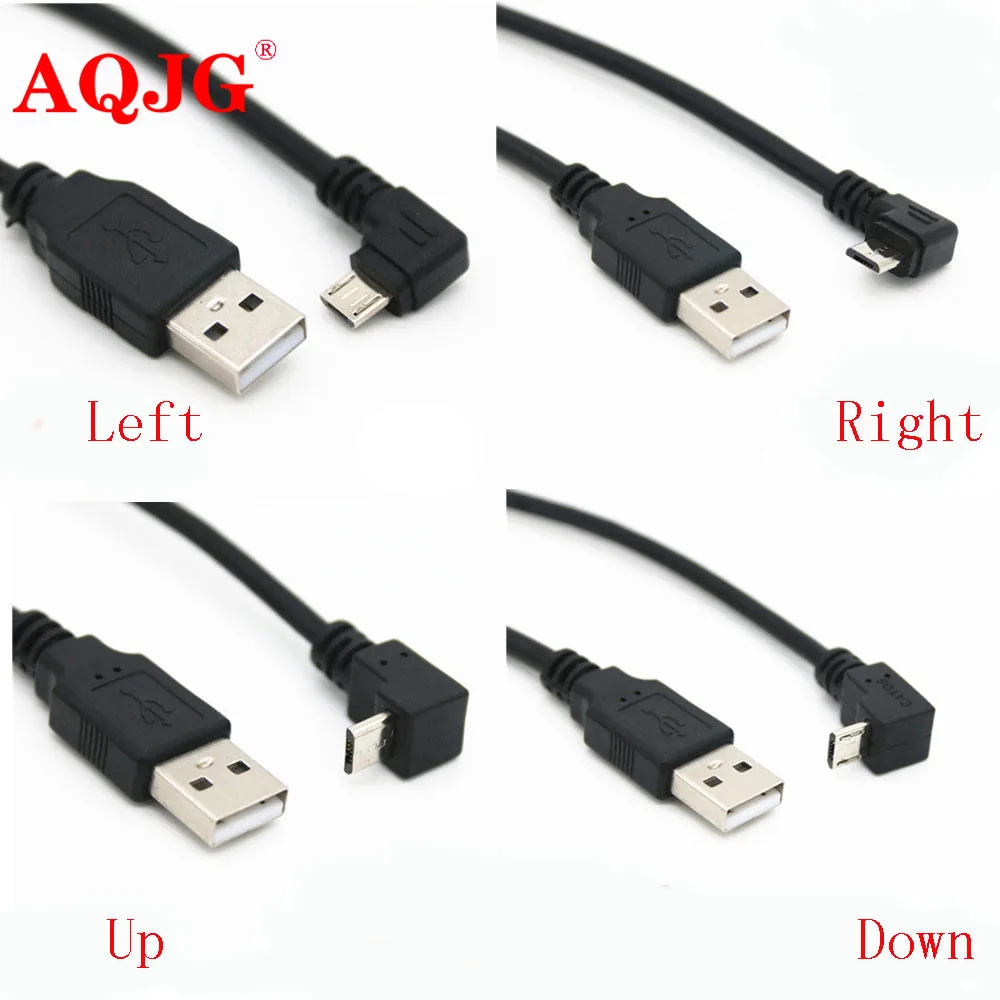 30cm USB 2.0 EINE Männlichen zu Links Rechts 90 Grad Winkel Micro Usb Kabel USB Daten Kabel Adapter Stecker oben/Unten/Links/Rechts Stil Image