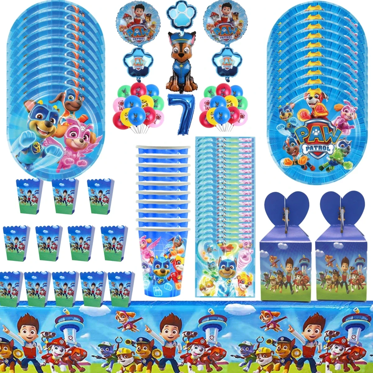 Paw Patrol Geburtstagsdekoration Einweggeschirr Set Ballon Geschenktüte Pralinenschachtel Teller Cartoon Hund Kinderbevorzugungen Partyzubehör Image