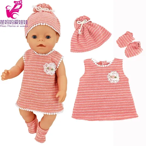 Puppe Kleidung für 17 Zoll 43cm Baby Neue Geboren Puppe Rosa Kleid Kleidung für 18 Zoll Mädchen