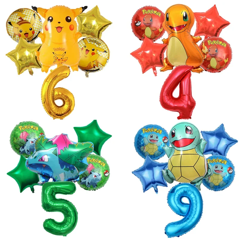 Pokemon Zahlen Ballons Pikachu Charmander Geburtstag Luftballons Party Dekoration Baby Dusche Ornamente Anime Room Decor Kinder Geschenke Image
