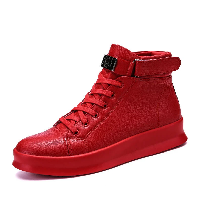 Heißer Verkauf Superstar Männer Skateboard Schuhe Mode rote Leder Turnschuhe Männer Designer Schuhe bequeme High Top Herren Turnschuhe