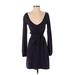 Pepe Jeans Casual Dress - Mini Plunge Long sleeves: Black Print Dresses - Women's Size Small