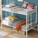 Metal Structure Bedframe Twin Over Twin Bunk Bed Frame with Safety Guardrails and 2 Ladders, Convertible to 2 Platform Bed