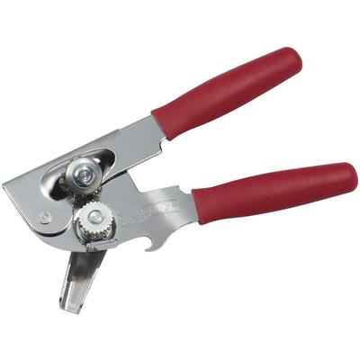 Portable Manual Steel Can Opener with Bottle Opener in Red