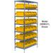 Quantum Storage Systems W7-14-18 Chrome Wire Shelving with 18 QuickPick Double Open Bins Yellow - 18 x 36 x 74 in.