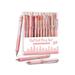 Four Candies Retractable Pink Pen Set 11Pcs Black Ink Gel Pens(0.5mm) 1Pcs Pink Highlighter 0.5mm Fine Point for Journaling Writing and Note-Taking School Supplies
