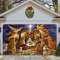 Holloyiver Christmas Nativity Garage Door Banner 5.9x13.1 ft Large Christmas Garage Door Decorations The Season Backdrop Background for Photo Holy Nativity Christmas Party Outdoor Banner