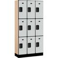 Salsbury Industries Assembled Triple Tier 9 Door Designer Wood Locker Gray - 12 x 15 x 24 in.