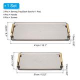 2Pcs Serving Tray 16.1"x8.7" / 12.2"x7.9" Rectangular Decorative Tray