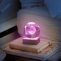 LSLJS 2.4 Night Light 8D Galaxy Crystal Ball Lamp Special Xmas Gifts Engraving Crystal Ball Night Lamp USB Powered with Wooden Base Table Top Decor