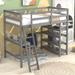 Twin Size Loft Bed Frame with Bookdesk, Pine Wood Platform Loft Bed Frame with Ladder and Shelves for Girls, Boys, Teens