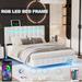 Full Size LED Floating Bed with USB Charging & Light Controller, PU Upholstered Headboard Platform Bed Noise Free, White