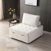 Modern Loveseat Sofa Velvet Upholstered Convertible Futon Sofa & Sofa Bed Linen Fabric Ottoman