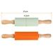 Silicone Rolling Pins for Baking Wood Handle 31cm x 4.2cm Orange & Light Green - Orange & Light Green