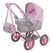 Cotton Candy Pink Amanda Doll Pram in Grey Polka Dots W/ Matching Handbag Removable Bassinet