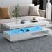 LED Coffee Table with Storage, Modern Center Table with 2 Drawers and Display Shelves Accent End Table for Living Room