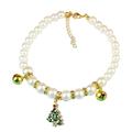 Farfi Puppy Necklace Fashion Imitation Pearl Pendants Adjustable Cat Dog Neck Chain Pet Accessories (Green Xmas Tree)