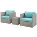 Modern Contemporary Urban Outdoor Patio Balcony Garden Furniture Lounge Sectional Sofa Set Sunbrella Rattan Wicker Blue Light Gray