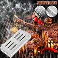 Stainless Steel BBQ Smoker Box For Grilling Wood Chips Barbecue Meat Smoker With Removable Lid Grilling Accessories