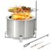 Magic Union 20â€� Stainless Steel Smokeless Fire Pit with Grill Wood Burning Fire Pit with Cooking Grate 2 in 1 BBQ Firepit Silver