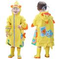 Kids Raincoat for Girls Boys Rain Jacket 3D Cartoon Rain Poncho Children Toddler Waterproof Rain Wear Reusable Rainproof Cape 2-10 Ye Yellow ï¼ˆSï¼‰