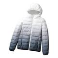 Diufon Women s Lightweight Down Coats Warm Hoodies Gradient Long Sleeve Zip Up Quilted Padded Puffer Jacket