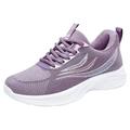 ZHAGHMIN Lightweight Womens Lace-Up Sneakers Sports Shoes Flat Bottom Non Slip Mesh Breathable Casual Running Shoes Soft Sole Tennis Shoes Purple Size7