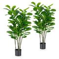 BULYAXIA 2-Pack 51 Inch Artificial Fiddle Leaf Fig Tree Tall Artificial Greenery Plant with 100 Leaves Lifelike Decorative Natural Faux Tree in Pot for Indoor & Outdoor Home Office Porch Garden