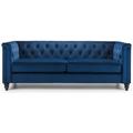 Sandringham Blue Fabric Velvet 3 Seater Sofa