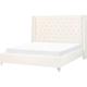 Eu Double Size Velvet Bed Frame 5ft3 Buttoned Nailhead Trim Off-White Lubbon - White